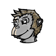 A quirky and humorous cartoon monkey boy character with a mischievous smirk. Perfect for playful designs, mascots, and unique animal-themed illustrations.