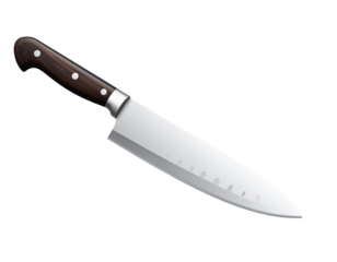 Vector realistic kitchen knife on an isolated transparent background. Knife png. Kitc .