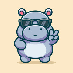 Cute Hippopotamus Cartoon Vector Art, Illustration and Graphic