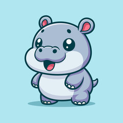 Cute Hippopotamus Cartoon Vector Art, Illustration and Graphic