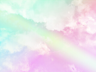 beauty sweet pastel green and yellow colorful with fluffy clouds on sky. multi color rainbow image. abstract fantasy growing light