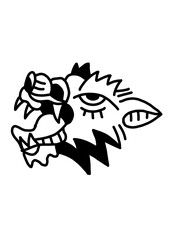 Stylized roaring beast with bold lines, monster illustration