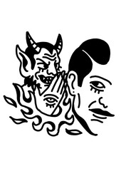 Fototapeta premium Devil whispering temptation into a man's ear