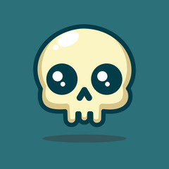 Cute Skull Head Cartoon Vector Art, Illustration and Graphic