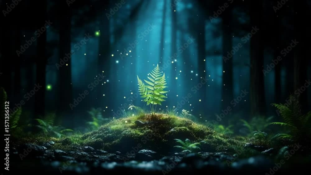 Canvas Prints enchanted fern illuminated in a mystical forest