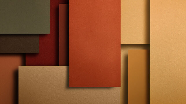 秋カラーチップとペーパーコラージュ・幾何学背景