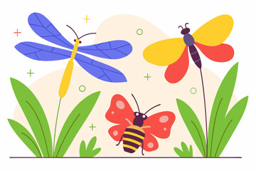 set of colorful butterflies