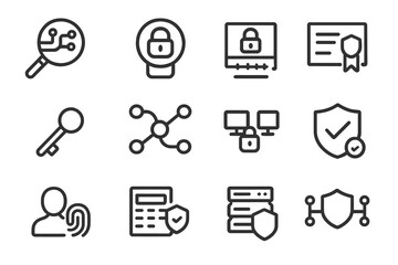Cyber security icon set vector illustration for digital protection and technology design