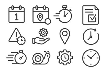 Time management and productivity vector illustration with clock and calendar icons for web design