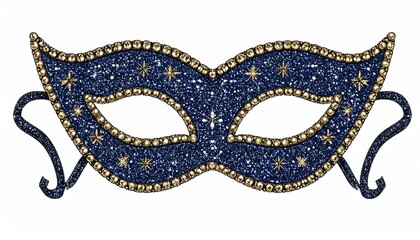 Blue and Gold Glitter Venetian Masquerade Mask
