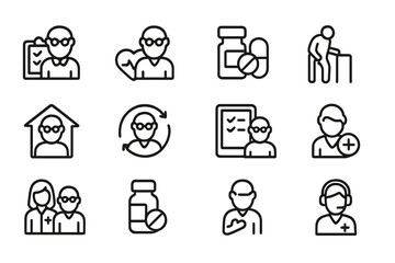 Healthcare and medical icons vector illustration for digital and print design in line style