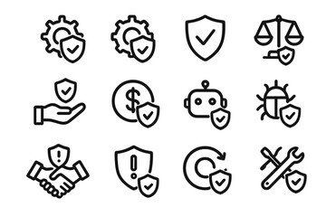 Cybersecurity and protection icons vector illustration - flat design for digital security and tech applications