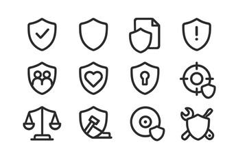 Cyber security vector illustration: protection icons for digital defense and privacy
