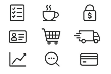 Business and commerce icons vector illustration for digital design in minimal style