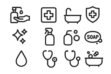 Healthcare and hygiene icons vector illustration for medical design