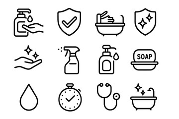 Hygiene and safety icons vector illustration for infographic and design projects