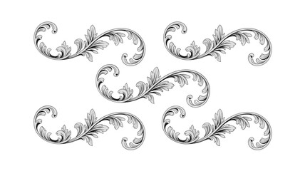 Vintage Ornate Scroll Design Elements - Floral Swirl Vector Art, Isolated on White