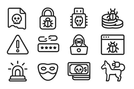 Cybersecurity threats vector illustration design for tech and security projects in modern line style