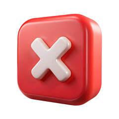 Obraz premium 3d icon of a red cross symbol for cancellation, isolated on transparent background