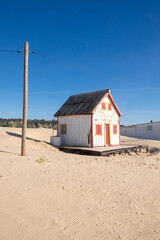 Beach Cabin on Sand in Caparica Portugal