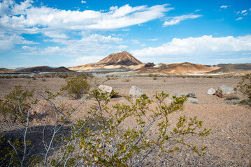 Desert mountain in an open valley