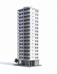 Modern White Apartment Building Exterior Rendering