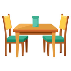 Modern Dining Table Vector Illustration