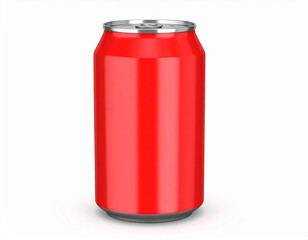A single red aluminum beverage can isolated against a bright white background perfect for mockups or product design