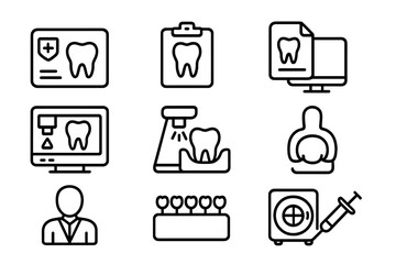 Dental care icons vector illustration: medical and dental health symbols for design