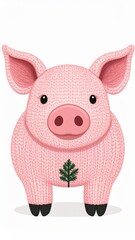 Naklejka premium Cute Pink Knitted Pig Illustration