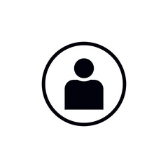 Minimalist user icon or profile avatar symbol vectors silhouette of a person inside a circular border, ideal for apps, web interfaces, and social media profiles