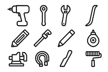 Obraz premium Tool icon set vector illustration for industrial and diy design