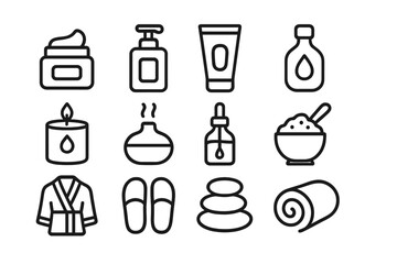 Spa and wellness icons vector illustration: beauty and relaxation elements for design