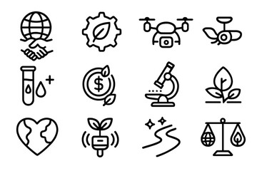 Fototapeta premium Eco-friendly technology and sustainability icon set vector illustration for posters and digital design