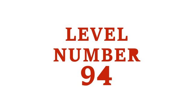 3d text level concept. Level 94 text animation with holographic gradient and dot pattern on green background