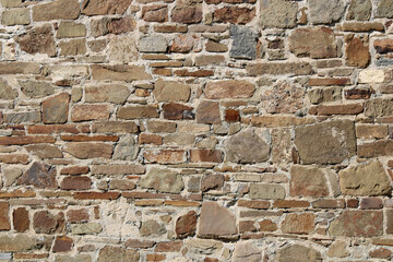 Stone antique old wall as a background or texture. Vintage background of a fortress wall in loft...