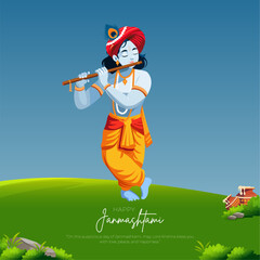 Happy Khrishna Janmashtami creative post and greeting card,  janmashtami text and gradient background. abstract vector illustration design.