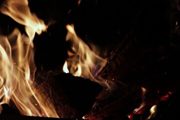 fire in the fireplace