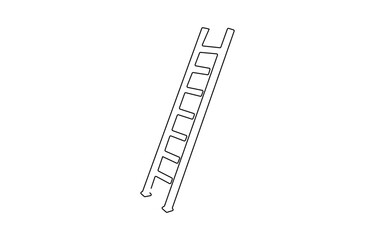 Ladder continuous one line drawing vector illustration. Pro vector, Set of stepladder, steps, construction ladder one line art, Single line drawing of repair, professional, hand, people, concept. 