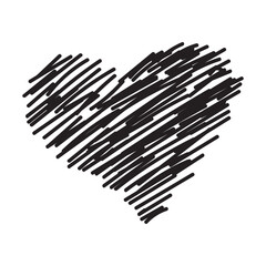 Hand-drawn scribble heart illustrations on transparent background.