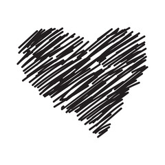 Hand-drawn scribble heart illustrations on transparent background.