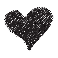 Hand-drawn scribble heart illustrations on transparent background.