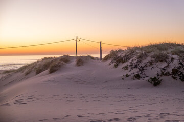 Sand Dunes at Sunset in Caparica, Portugal