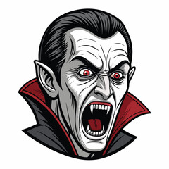 Pale vampire face screams under a full moon.