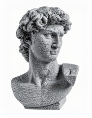 Obraz premium Gray Stone Male Bust Sculpture on White Background