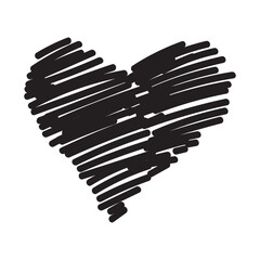 Abstract doodle love hearts on transparent background.