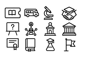 Education and science icon set vector illustration for digital and print design