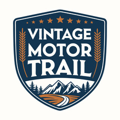 Vintage motor trail badge with bold "a" text. © artvector