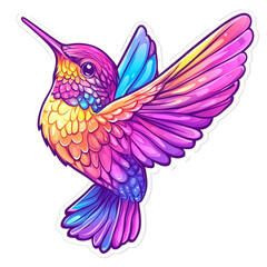 Obraz premium Vibrant Rainbow Hummingbird: A Stunning Digital Painting of a Colorful Hummingbird in Flight, Perfect for T-shirts, Prints, and More!