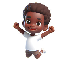  cartoon kid jumping with joy transparent background